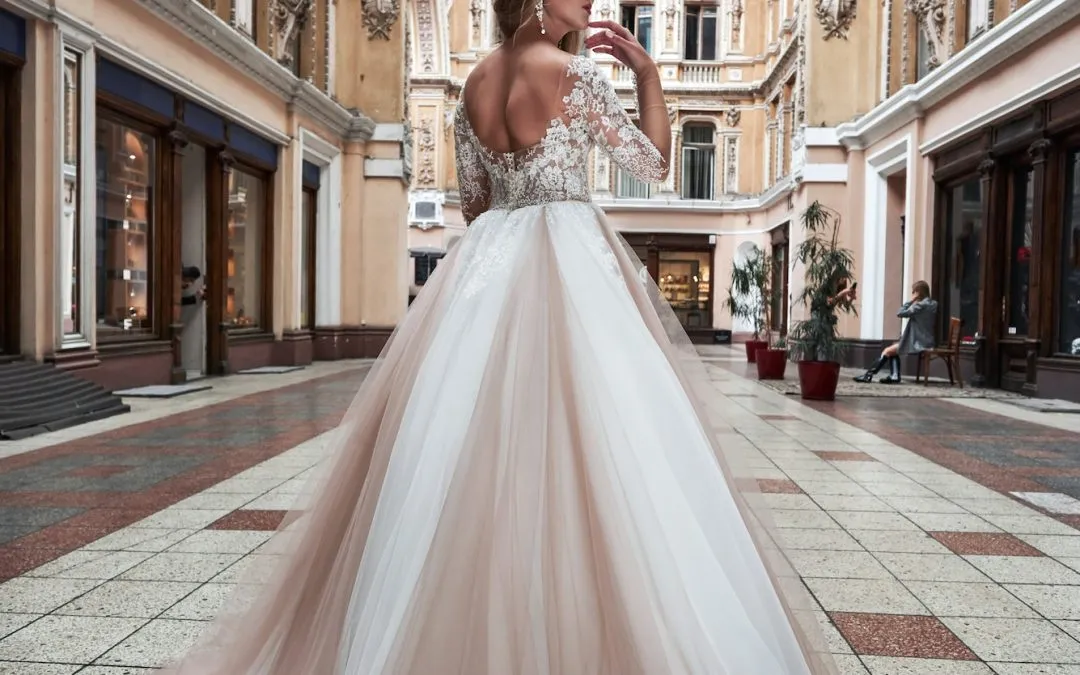 Beautiful delicate young woman, sexy bride in luxurious wedding dress