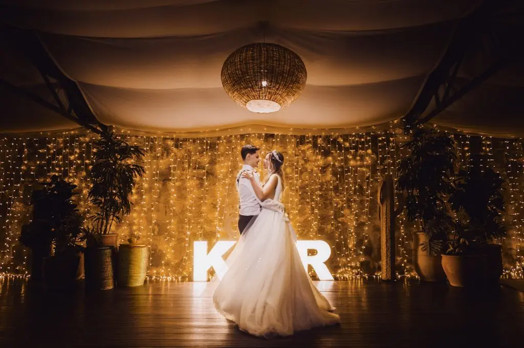 Couple dancing on their wedding day