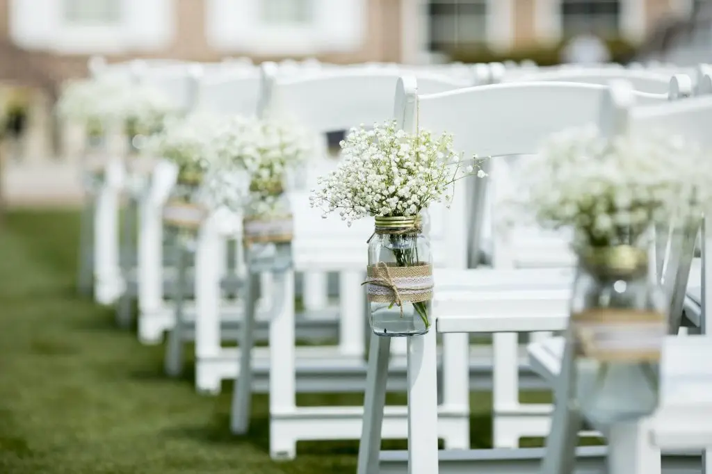 Jar with flowers for wedding