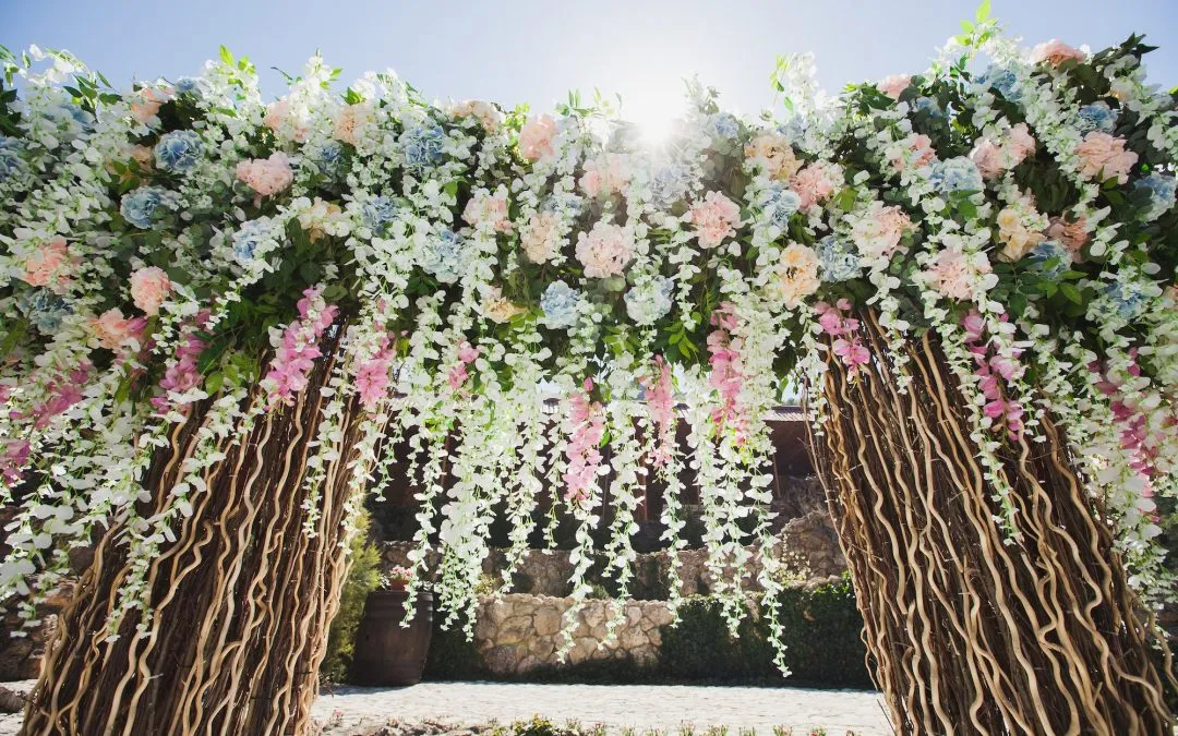 Outdoor wedding ceremony decoration at the hotel