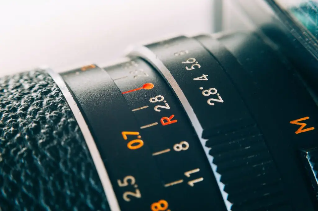 Old lens marking close up