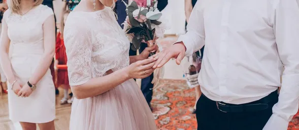 wedding couple preparing for official wedding ceremony